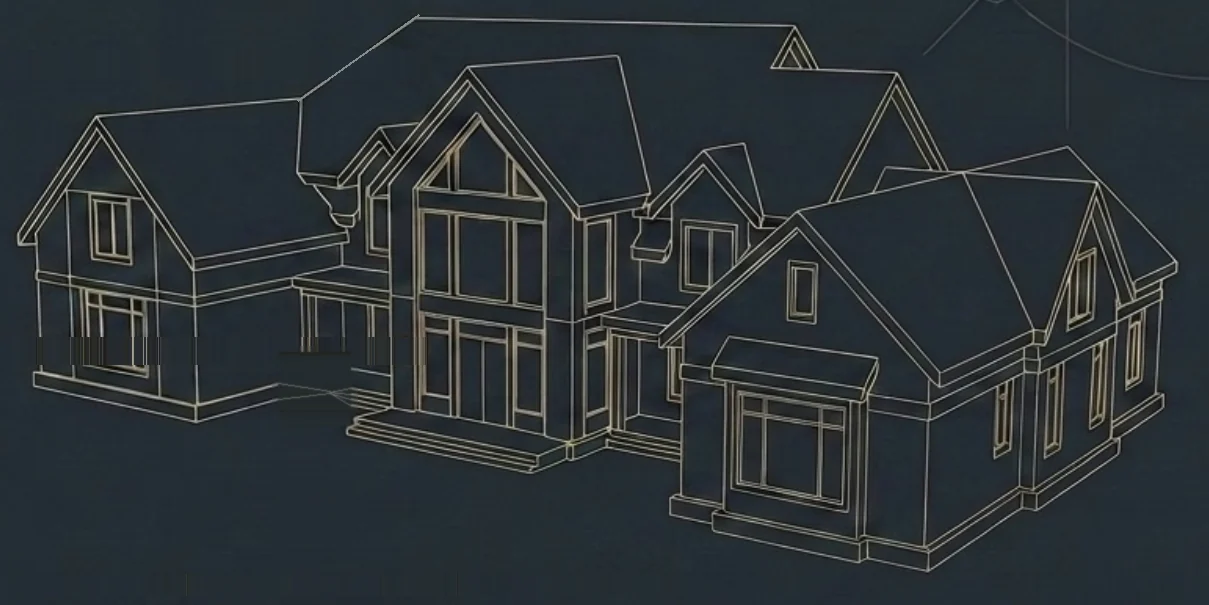 Architectural render of a waterfront custom residence